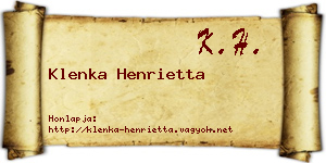 Klenka Henrietta névjegykártya